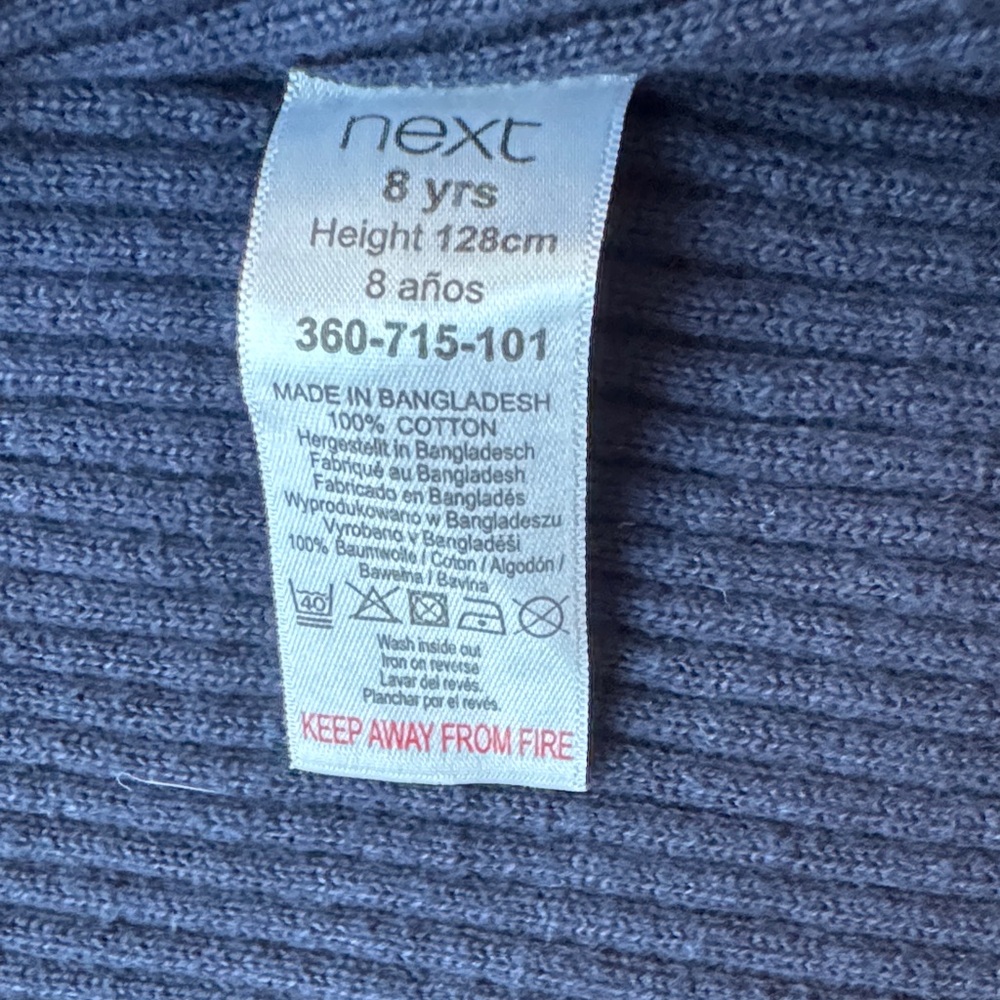 Navy Ribbed Button-Down Long Cardigan - Picture 3 of 5